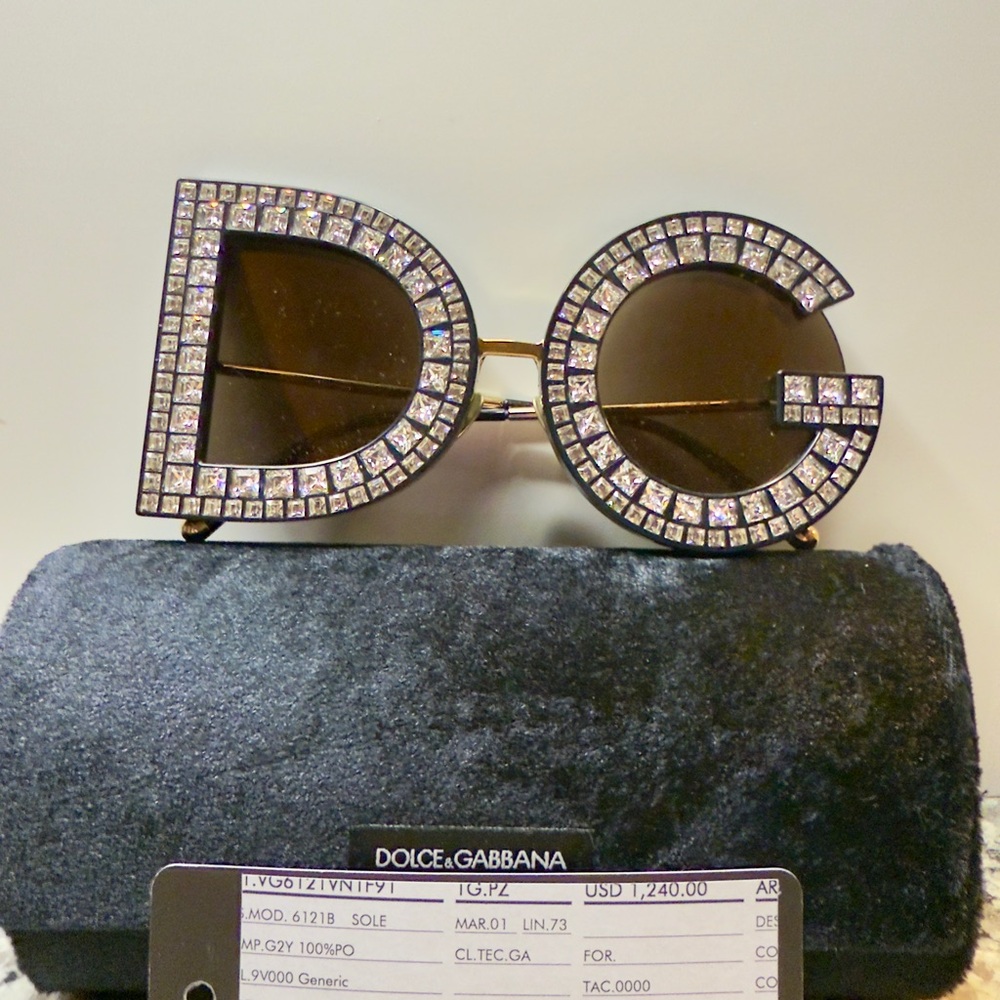 Dolce & Gabbana Black and Gold Crystal Sunglasses